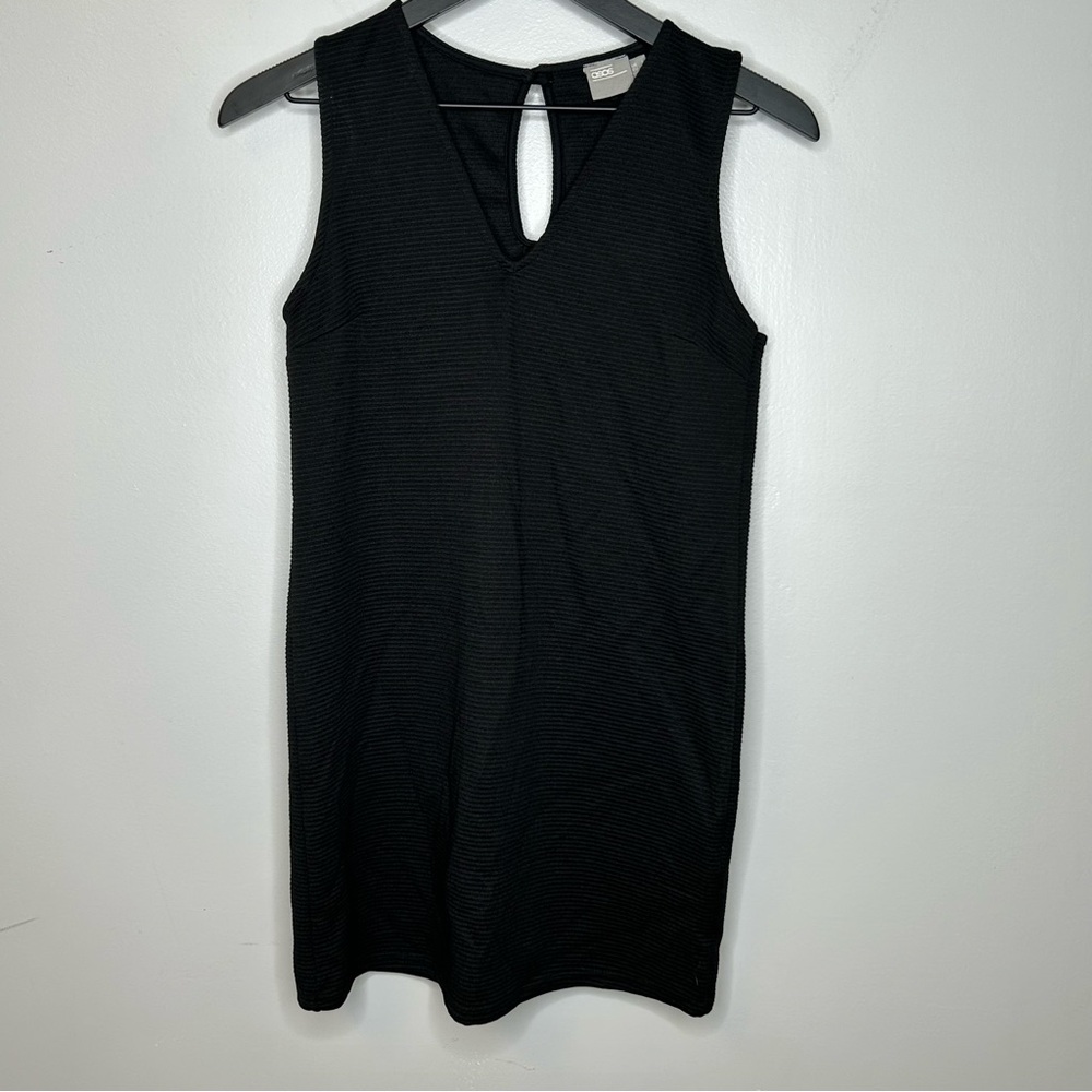 ASOS Black Ribbed Sleeveless V-Neck Bodycon Mini Dress Size 4